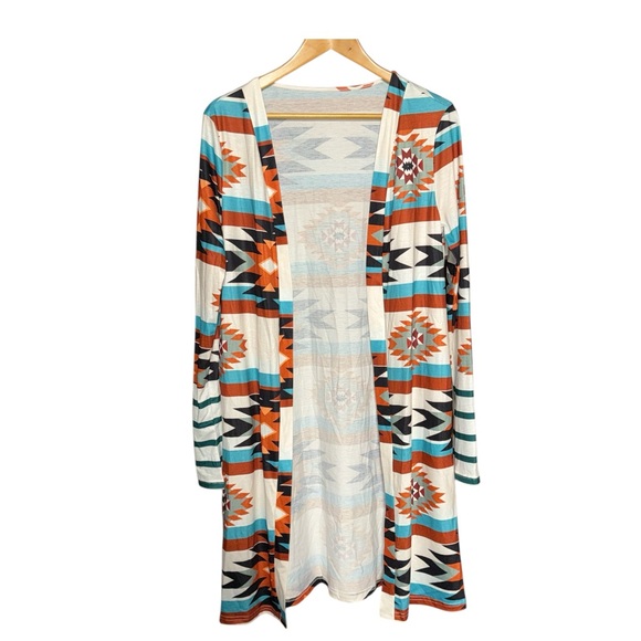 CARDIGAN DUSTER - aztec stripe MEDIUM NWOT - Picture 4 of 8